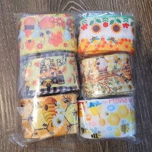 Six Rolls of 1.5 Inch Bee Ribbon